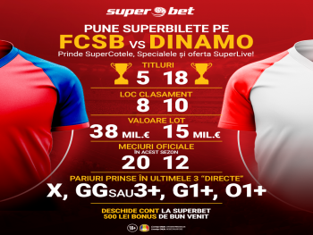FCSB-Dinamo, episodul 14! Consultă oferta Superbet și profită de pe urma duelului bucureștean!