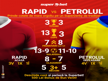 Fierbe Regia! Primul Rapid-Petrolul după patru ani și jumătate! Intră acum și descoperă surprizele pregătite de Superbet!
