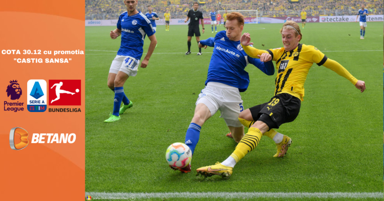 Meciurile zilei de sâmbătă în Europa vin cu o cotă de peste 30.00, cu promoția Câștig Șansă oferită de Betano