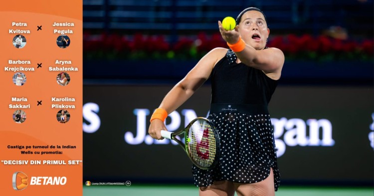 Betano a plătit pariurile și pe Kvitova și pe Ostapenko la Indian Wells