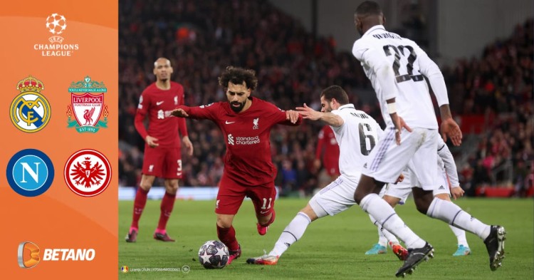 Real Madrid – Liverpool și Napoli – Frankfurt promit spectacol în ”optimile” Champions League, iar Betano te rasplătește în Bet Builder cu o cotă de peste 25.00!