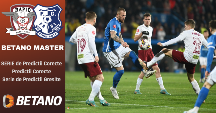 Rapid – Farul, meciul zilei de sâmbătă în playoff-ul de Liga 1 se joacă și în Betano Master