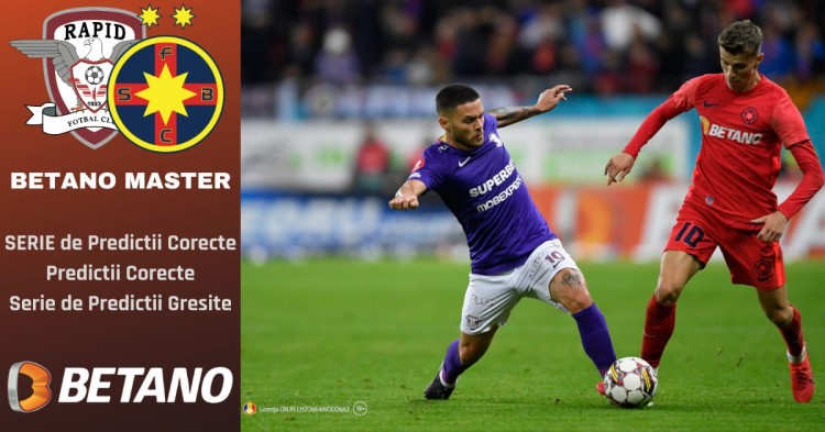 Derby-ul dintre Rapid și FCSB se joacă și în campionatul de pronosticuri Betano Master