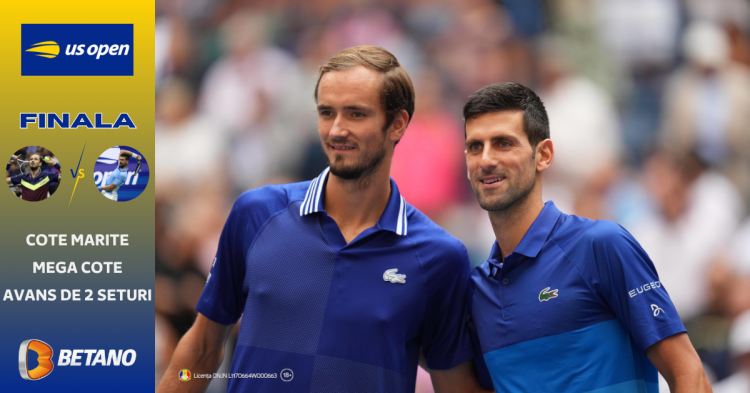 Cote mărite și Mega Cote pe Betano la finala Djokovic – Medvedev de la US Open