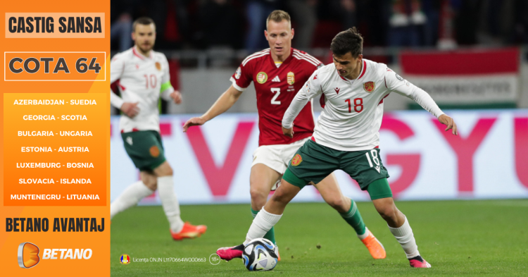 Câștig Șansă oferă, pe Betano, o plasă de siguranță la meciurile din preliminariile EURO 2024