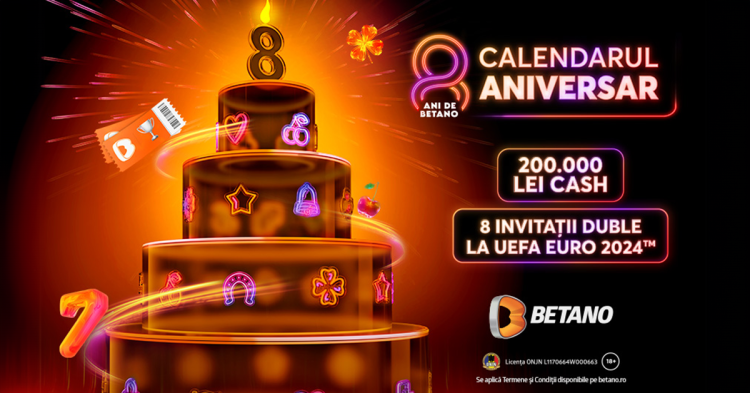 La 8 ani de Betano te premiem cu 8 invitații duble la UEFA EURO 2024™ și premii totale de 200.000 Lei Cash!
