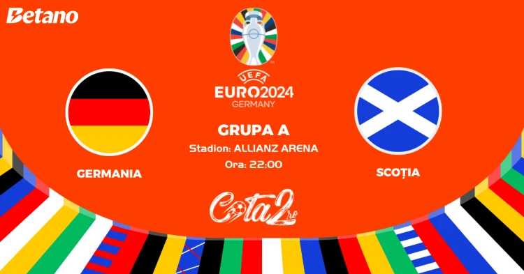 GERMANIA vs SCOȚIA - Trei pariuri la cote bune pentru meciul care va deschide Campionatul European