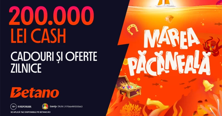 Marea Păcăneală de pe Betano dă drumul adevăratului sezon estival cu Marele Premiu de 200.000 Lei Cash!
